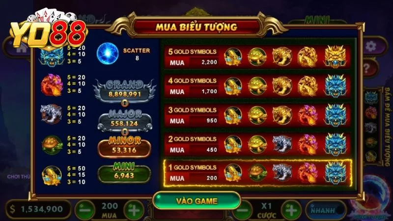 Nổ hũ Thần thú là tựa game slots siêu hấp dẫn tại Yo88